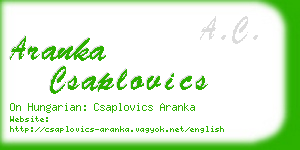 aranka csaplovics business card